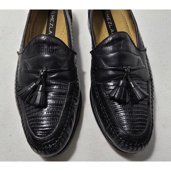 MEZLAN \'AVELLINO\' GENUINE LIZARD BLACK LOAFERS W/TASSELS Made In Spain-SZ 9.5 main image 6